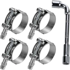 4 Pack 1.25 Inch T Bolt Hose Clamps Clamp 40-46mm(1.57-1.8), Silver 