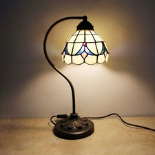Victorian Tiffany Style Desk Table Lamp Stained Glass Shade Nightstand Lighting