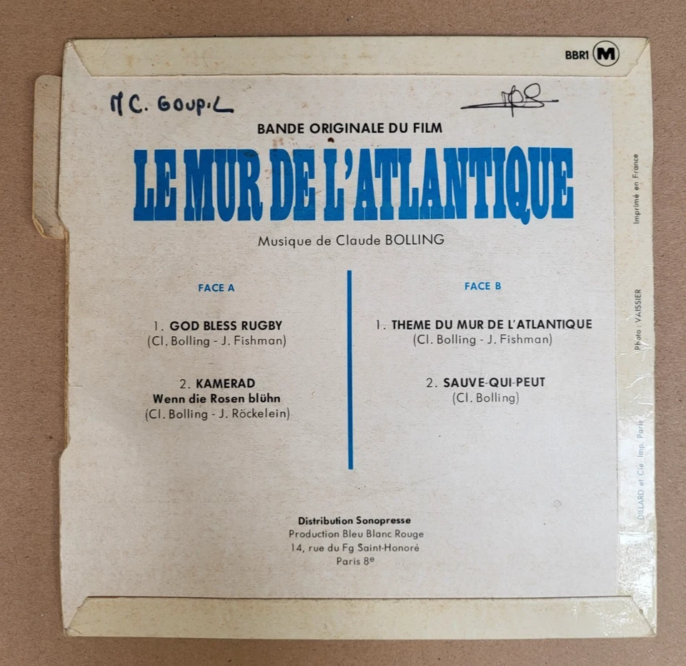 Le Mur De L'atlantique  BOURVIL / Claude Bolling  Rare EP 45T Fra 1970 LANGUETTE - Photo 2/3