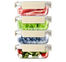Heal Smart All Temp Food Storage Container Glass Meal Prep With Lids 4 PACKS NEW