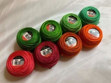 lot of 8 DMC 116 8 Perle Cotton Thread Balls Size 8 brand new 571 parrot colors