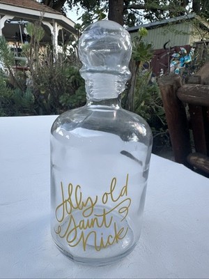 Christmas Jolly Old Saint Nick Decanter 9'' Decanter Gold Letters