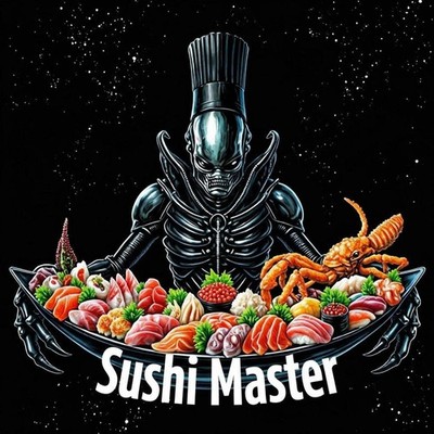 Alien Sushi Master Chef T-Shirt: Front Burner Monsters Line