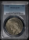 1928-P Peace Dollar PCGS AU58 Key Date With Toning
