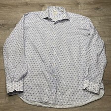 Culturata Button Down Shirt Mens 44 White Blue Red Geometric Tailored Italy