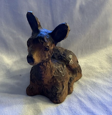 Brown Black Wooden Deer Figurine Natural Finish Animal Theme Decor