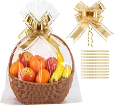 Large Cellophane Bags,24x30 in Basket Gift Bags Clear Cellophane Wrap for Basket