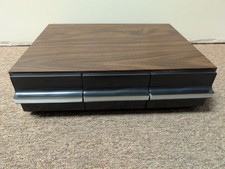 VTG 3 Drawer 36 Audio Cassette Tape Storage Holder Case Faux Wood Grain