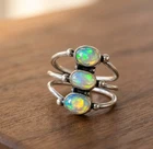 Ethiopian Opal Gemstone 925 Sterling Silver Handmade Jewelry Ring Gift For