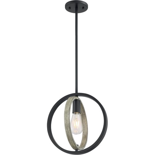 Nuvo Lighting 60/6984 Augusta Pendant Black and Wood