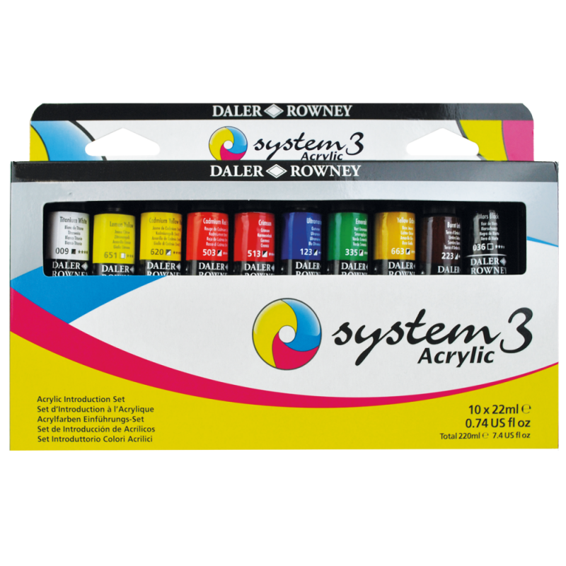 Daler-Rowney System3 Acrylic Colour Introduction Set (10 x 22ml)