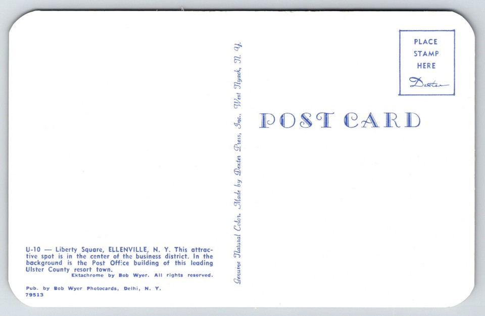 Liberty Square Post Office Ellenville New York NY Old Cars Chrome