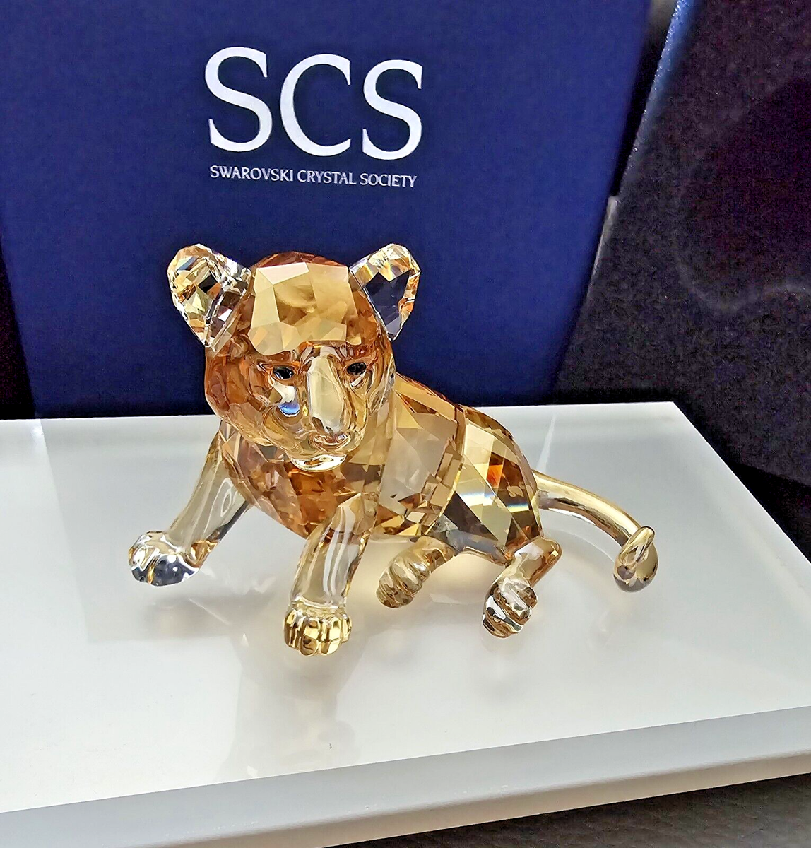 Swarovski SCS Tiger Cub Sitting Signed by Artist Crystal Figurine