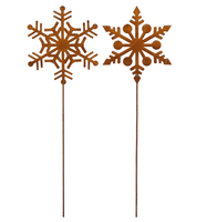 2 X Schneeflocke Stecker Edelrost Eisen Winterdeko Metall Gartenstecker 2Er Set