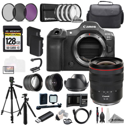 Canon EOS R5 II + 14-35mm f/4 L IS USM Lens+128GB+Ext Bat+9 PC Filtr MEGA Kit