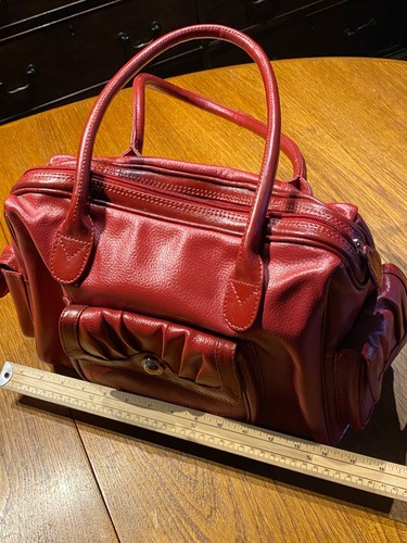NWOT 'TOMMY & KATE' RED LEATHER HAND BAG 13" X 10" X 5" - Picture 19 of 23