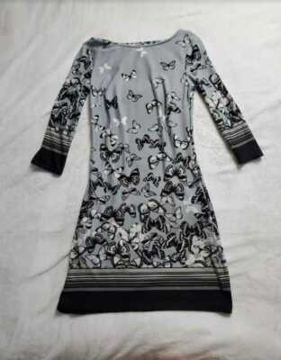 Women's US 0 (UK 4) Primark Atmosphere gray black butterfly dress | eBay