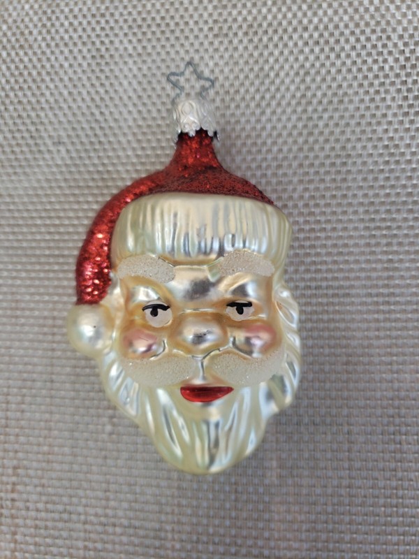 W. Germany Glass Santa Christmas Ornament
