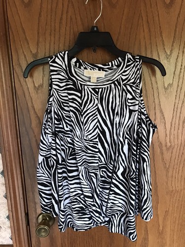 Michael Kors Womens Cold Shoulder Blouse Zebra Print MSRP $68 Size XS