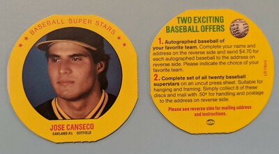 U Pick 1987 MSA Baseball Super Stars Discs - Singles and Unopened Panels
