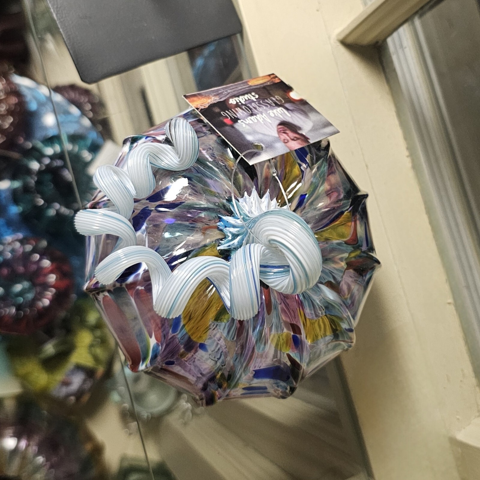 RARE SIGNED 🎉 LUKE ADAMS JUMBO SQUAT CONFETTI GLASS PUMPKIN‼️FREE SAME