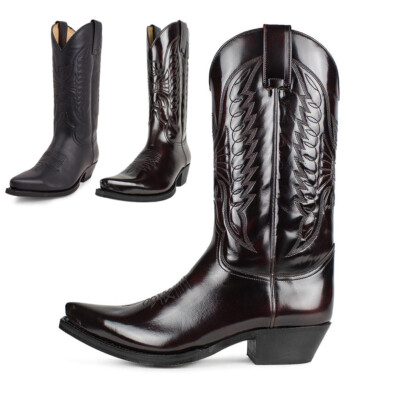 HerrenDamen Lederstiefel Schuhe Mid-Calf Western Cowboystiefel Stickerei Stiefel