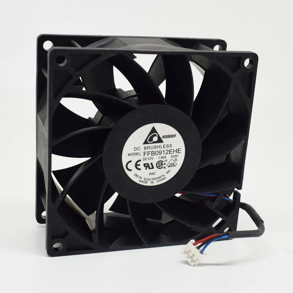 10pcs Delta High Airflow DC Fan FFB0912EHE 92mmx38mm 9038 12V 1.5A 3wire - Image 2 of 4