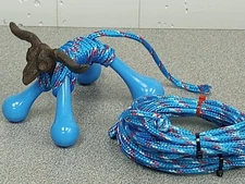 MICRO Mini Blue Longhorn Roping Dummy w/ Rooster Crows Ropes Red White Speck