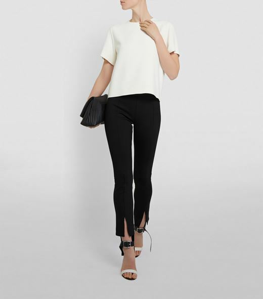 FILA Pantaloni in crepe The Row Thilde gamba dritta alla caviglia neri nuovi $590 taglia XS