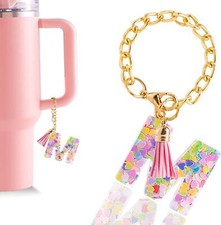 Letter Charm for Stanley Cup 1PC Cute Initial Keychain Accessory for Women
