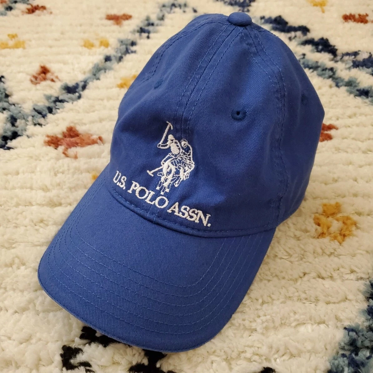 US Polo Assn. Cap Hat, Blue / White, Leather strap, 22 in.