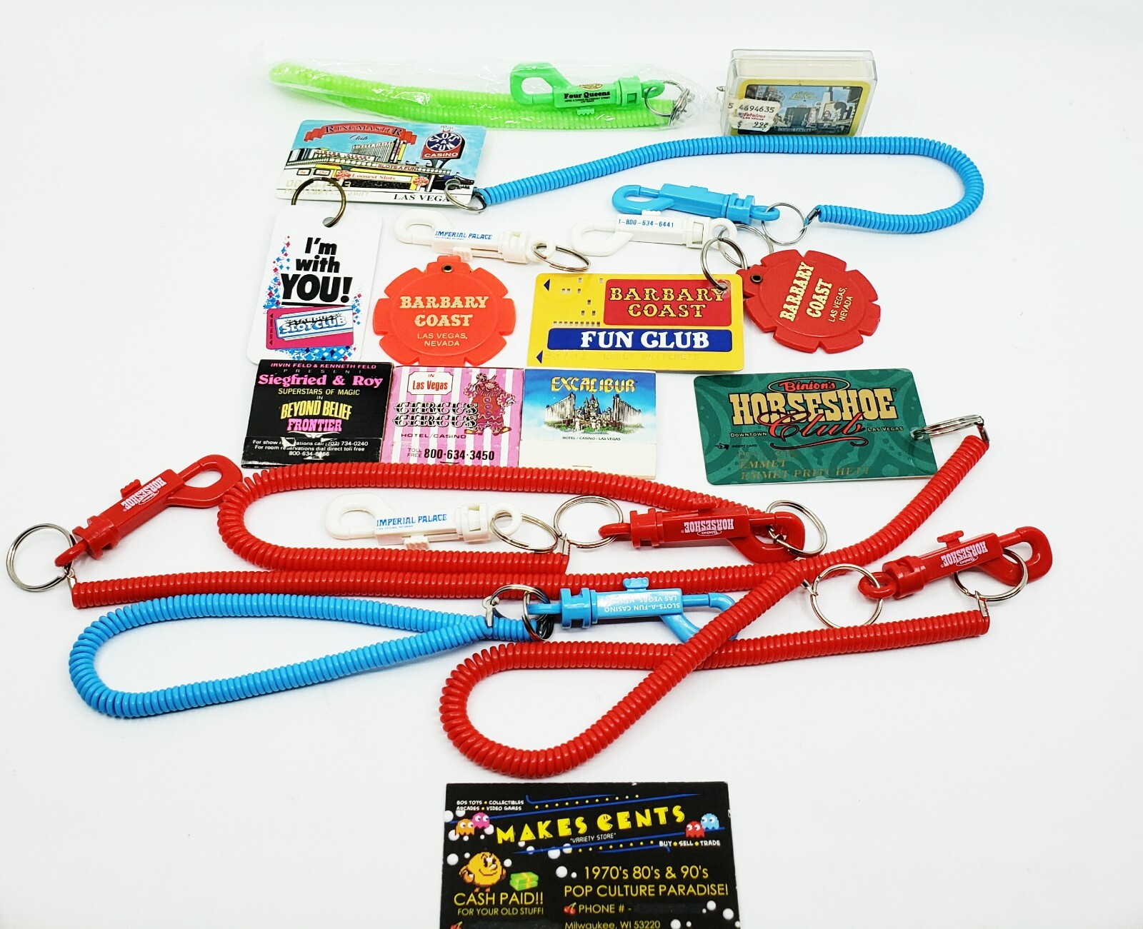 197080s Vintage Las Vegas Casinos Lanyard Matches Mini Playing Cards