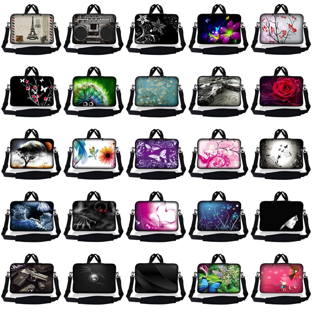 Laptop Neoprene Bag Case Sleeve With Shoulder Strap Fits 10 inch to 17.4 inch