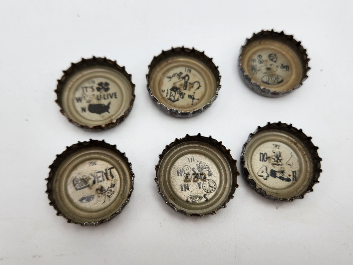 Lot of 6 Vintage Pearl Light Micro Craft Beer Bottle Cap Tops w