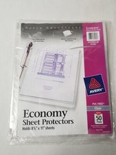 Avery Clear Economy Weight Sheet Protectors 50pk 75182 Small hole New Magbx