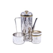 Vintage Servizio da Caffè : Pot Caffè, Zuccheriera & Brocca Latte Di Metallo
