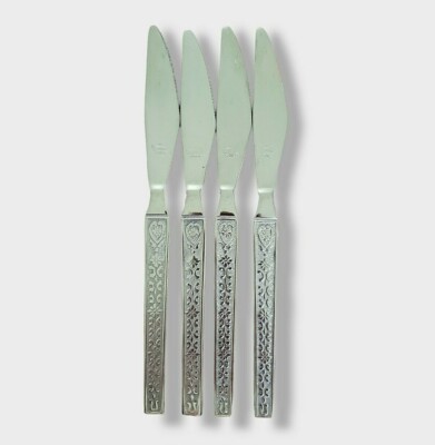 Vintage COSMOS CSM29 8.75'' Dinner Knives Lot of 4 Stainless Flatware Korea