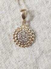 925 Silver Lab-Created Cubic Zirconia Cluster Pendant Necklace 18" 1.5g