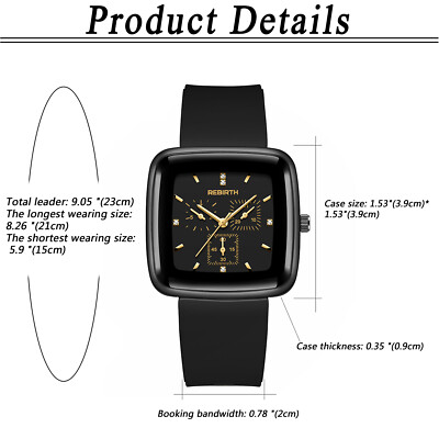 Men Women Square Dial Silicone Strap Sports Waterproof  display picture 1
