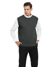 Mens Sweater Vest V Neck Sleeveless Pullover Basic Cable Knit Work Casual S-2XL
