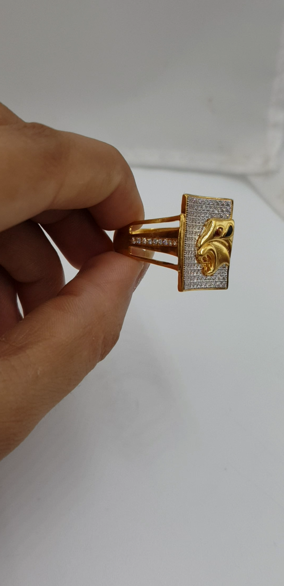 Exclusive 22K Gold Ring CZ Lion Head Men Royal Look Fine Gold