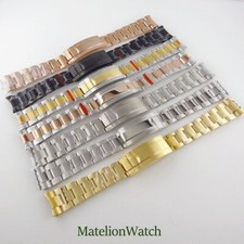 Watchband Stainless Steel Watch Strap Steel Bracelet 20mm Glide Lock Gold Black