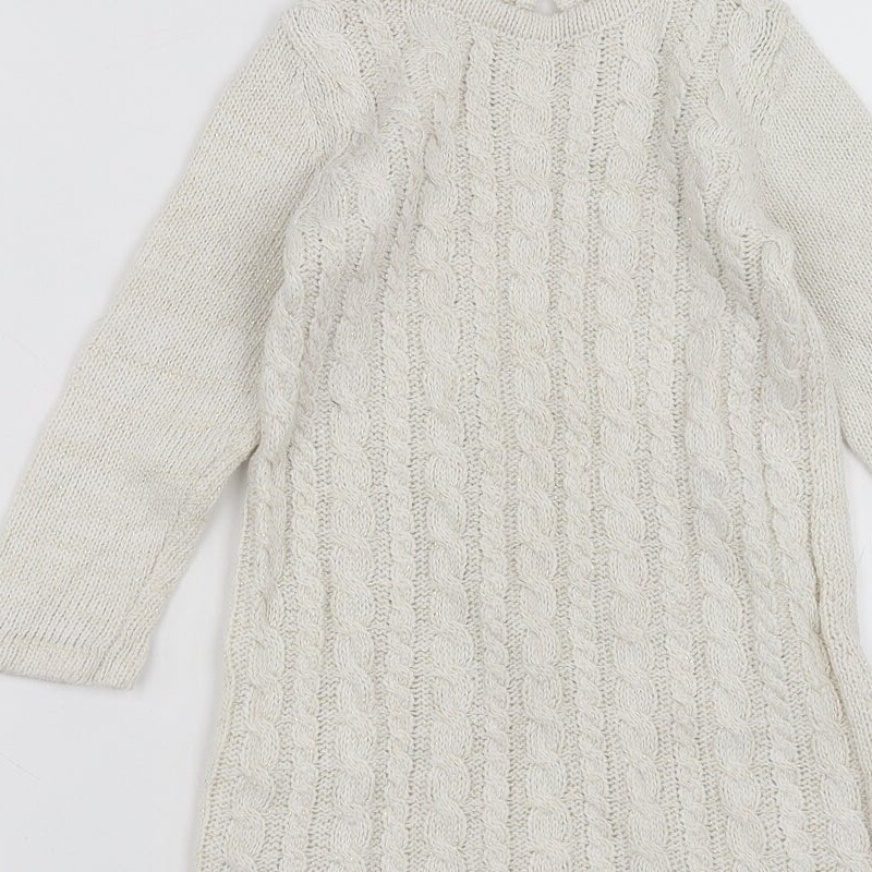 Matalan Girls Ivory Polyester Jumper Dress Size 18-24 Months Round Neck -  cable | eBay