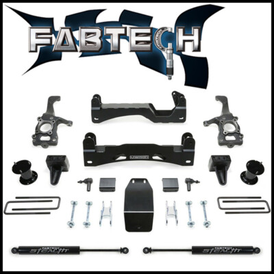 Fabtech 6'' Basic Lift Kit w/ Rear Stealth Shocks for 2015-2020 Ford F-150 4WD