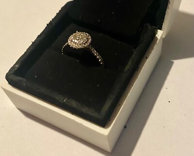 De Beers Forevemark Double Halo Diamond Engagement in 18k White Gold Ring 3/4ct 