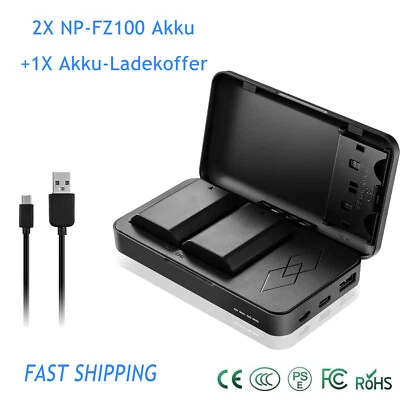 MARKENLOS 2pcs 2280mAh Akku NP-FZ100 & Ladegerät Set Für Akku Sony Alpha 7 IV A9 A7III A9R