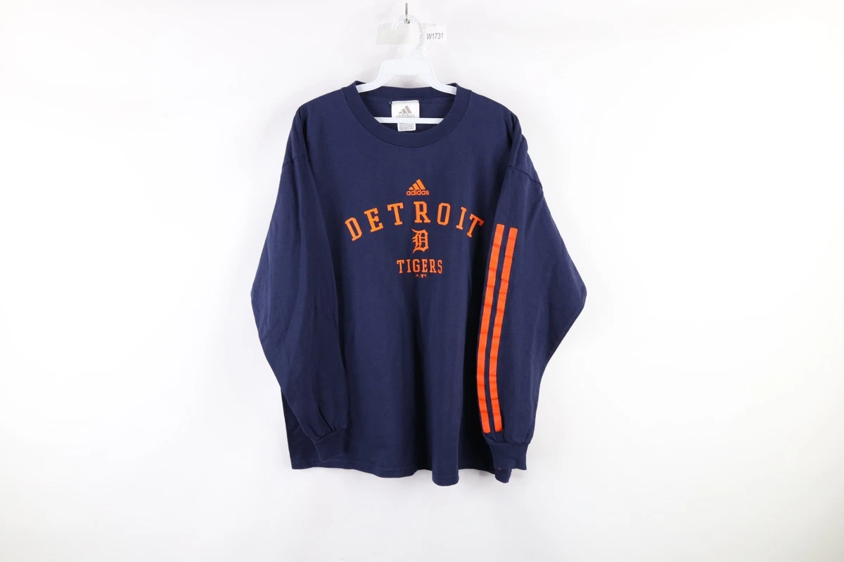 Vintage Adidas Mens XL Faded Detroit Tigers Old English D Long Sleeve T-Shirt