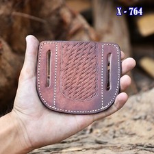Handmade Genuine Folding Blade Pocket Knife Pancake Leather Sheath For Buck 112
