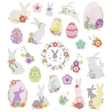  Bunnies Spring Easter Glitter  Stickers Planner Papercraft DIY Crafts Flowers 
