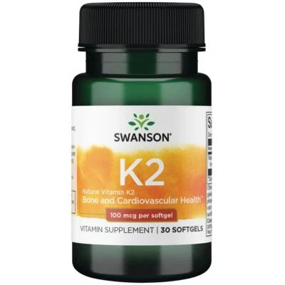 Swanson Vitamin K2 Natural 100 mcg 30 Softgels, Aids Blood Clotting, Strong Bone